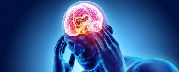Digitale Darstellung eines Menschen der sich an seinen Kopf aufgrund eines Schlaganfalls fasst